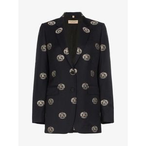 $1750 BURBERRY BORETON NAVY WOOL CREST LOGO BLAZER SUIT JACKET US 8 UK 10